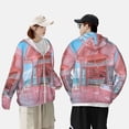 thumbnail image 4 of Gaeub Pastel Pink Beach Cafe Men's and Women's UPF 50+ Long-Sleeved Sun Protection Clothing, Fishing Shirt Long Sleeve Zip-Small, 4 of 7