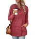 thumbnail image 2 of Tops de manga larga con cuello redondo y bolsillos de blusa con botones sólidos a la moda para mujer Fridja  bvmnju2054, 2 of 7