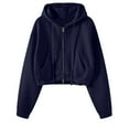 thumbnail image 5 of Bibifish Womens Hoodies Trendy Autumn Solid Color Zip Up Crop Hooded Jackets Trendy Baggy Long Sleeve Hoodie Tops For Ladies With Pockets, 5 of 5