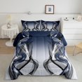 thumbnail image 2 of Feelyou Modern Artwork Teens Bedding Comforter Set, Gray Navy Abstract Twin Comforter Sets, Gradient Aesthetic Lines Reversible Bedding Set, Super Cozy Room Decor, 2-Piece, 2 of 8