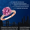 thumbnail image 2 of Gem Stone King 10K Two Tone Gold Pink Moissanite and Lab Grown Diamond Engagement Ring for Women | 3.63 Cttw | Round 10MM | Gemstone Birthstone | Size 5, 2 of 6