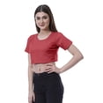 thumbnail image 3 of Moomaya Womens Round Neck Crop Top Short Sleeves Summer T-shirt Loose Fit Tops, 3 of 7
