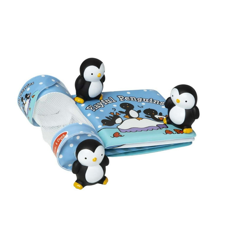 Melissa & Doug Children’s Book - Float-Alongs: Playful Penguins (Bath Book  + 3 Floating Penguin Toys)