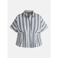 thumbnail image 5 of Terra & Sky Fit and Flare Blouse with Short Sleeves, Sizes 0X-5X, 5 of 5