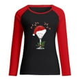 thumbnail image 3 of Womens Spring Patchwork Christmas Printed Long Sleeves Round Neck Casual Tee Tops, 3 of 5