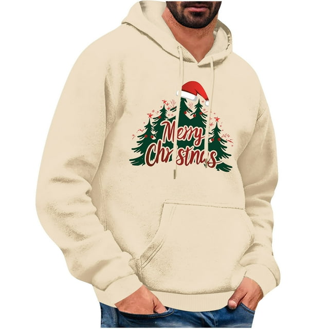 fheaev Chandails à Capuche pour Hommes Automne Chandails à Capuche pour Hommes de Noël Imprimés Chandail à Capuche Décontracté à Manches Longues
