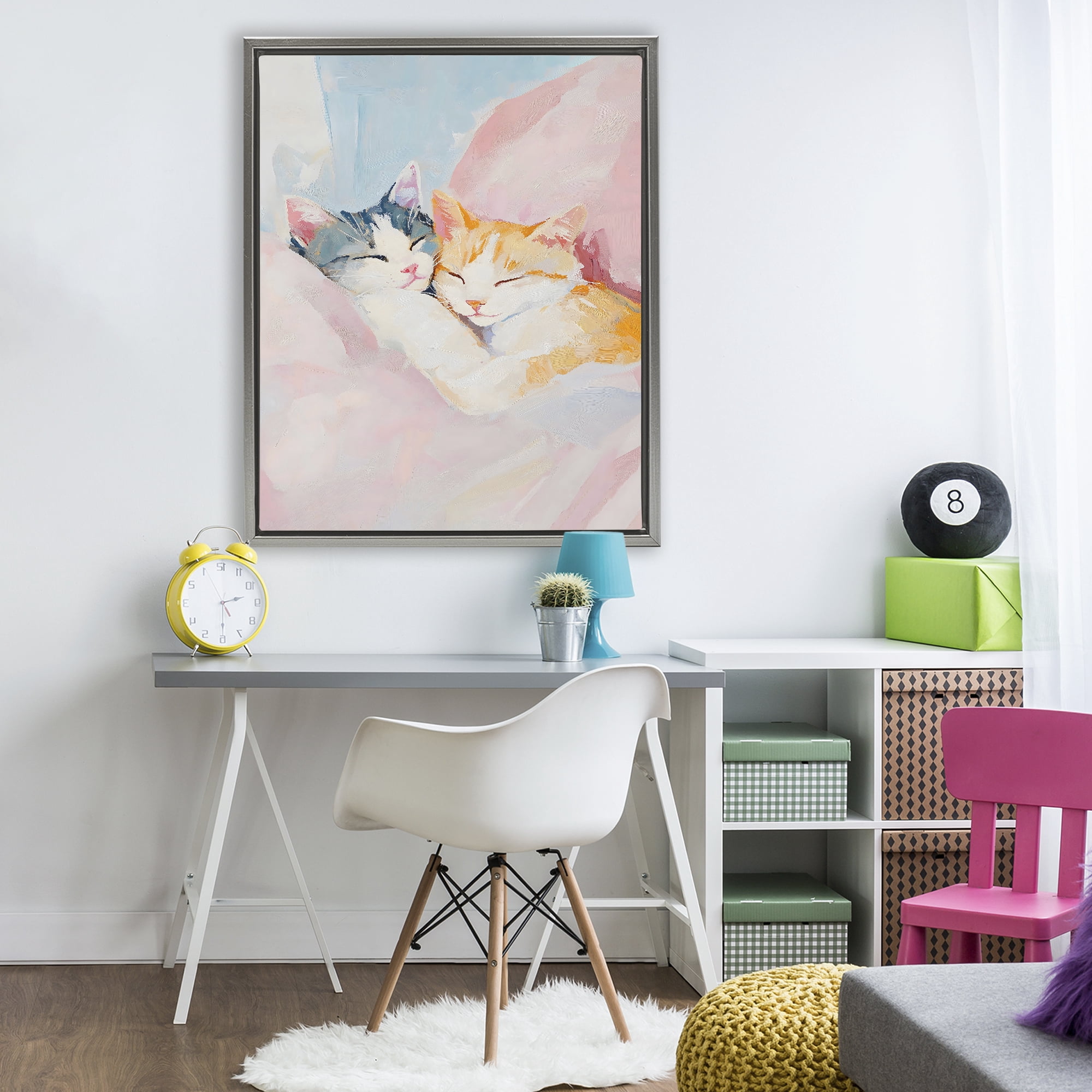 Stupell Industries Sleeping Kittens Embrace Gray Framed Floater Canvas Wall Art, design by The Prints Vibe