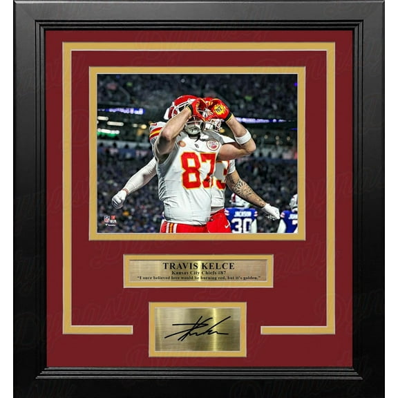 Travis Kelce Heart Hands Touchdown Kansas City Chiefs 8" x 10" Framed Football Photo with Engraved Autograph