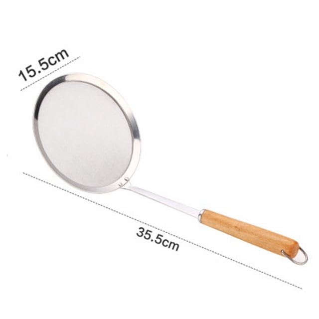 Long Handle Mesh Strainer Colander Spoon Stainless Steel Oil Filter Net Scoop