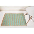 thumbnail image 4 of Rectangle Rug Natural Jute Rug Hand Braided Beige and Turquoise Color Area Rug, 4 of 5