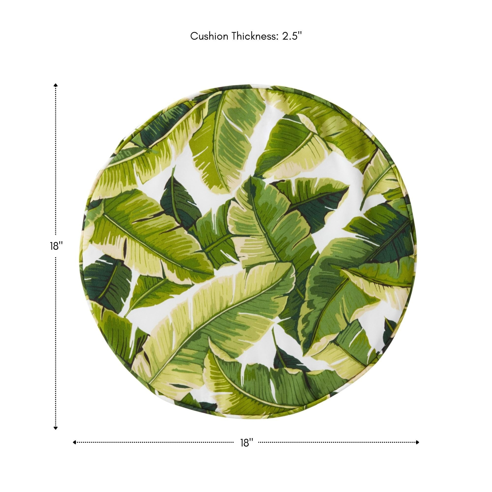 Greendale Home Fashions Outdoor 18'' x 18'' Round Seat Pad, Set of 2, Palm Leaves White