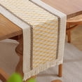 thumbnail image 1 of Pantalones de mesa de arpillera patchwork estilo granja, encaje de ganchillo de algodón tejido estilo country, estilo Boho, 63", 1 of 5