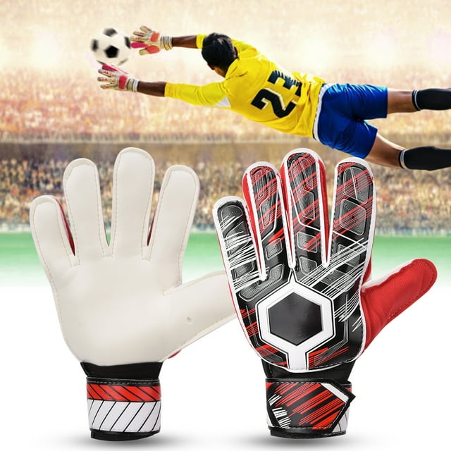 Goalkeeper Gloves, Football Goal Keeper Gloves Long Hook And Loop Adjustable Breathable For Children Red 9#