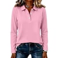 thumbnail image 2 of Womens Loose Fit Polo Shirts Lapel Collar 3 Button Golf Shirts Long Sleeve Tops For Women Athletic Breathable Fashion T-Shirts Casual Office Shirt, 2 of 5