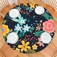thumbnail image 2 of Round Tablecloth with Elastic Edge and Floral Pattern, Water-Resistant Polyester Cover for Indoor and Outdoor Tables, Fits 44-52 Inch, 2 of 7