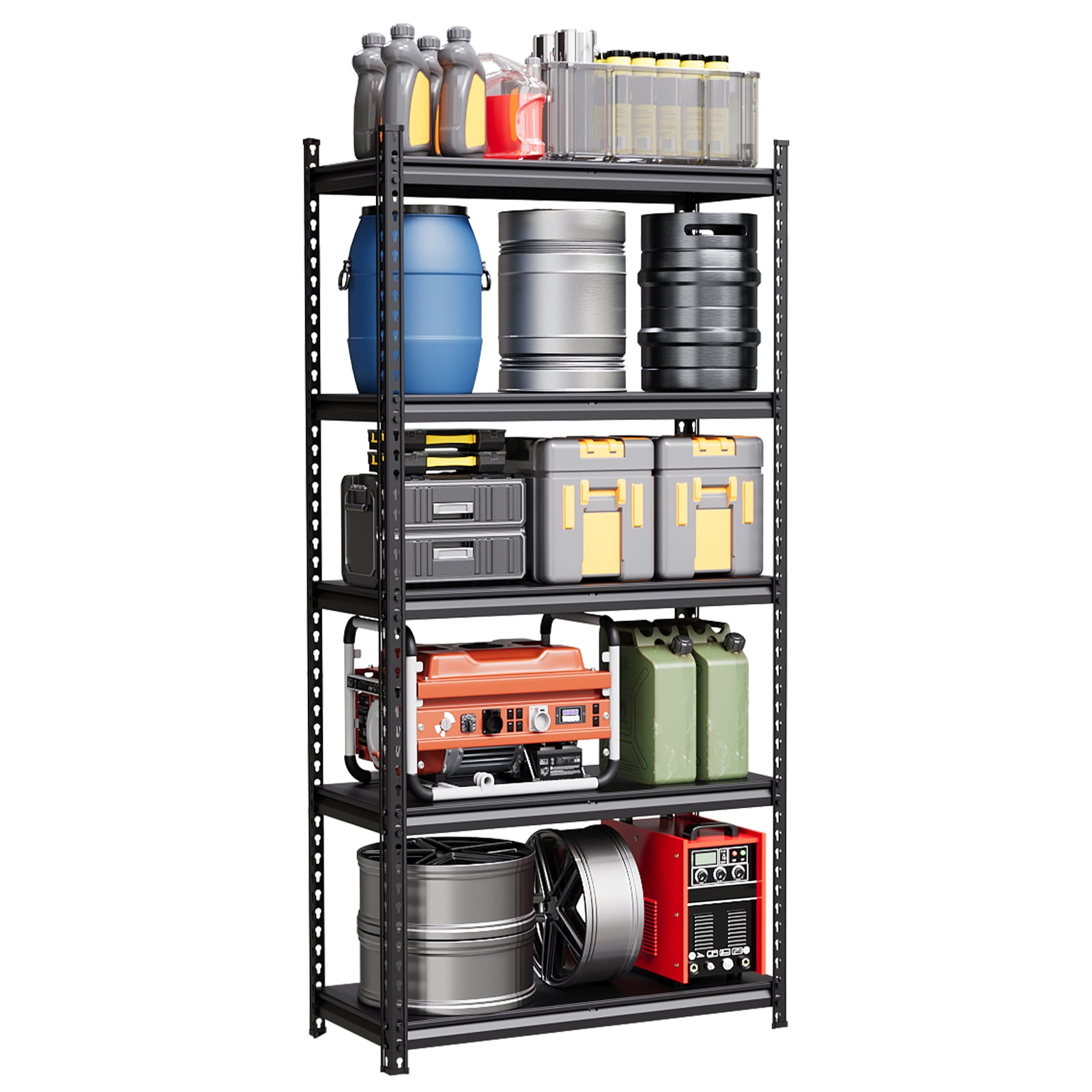 5-Tier Metal Shelving Unit, 48"x16"x72" Garage Storage Shelves, 3850 Lbs Capacity, Adjustable Steel Storage Rack, Standing Workshop Shelving System