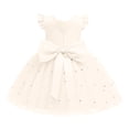 thumbnail image 6 of Girls Dress Sleeveless Beige Dress V-Back with Big Bow Dress for Girls Hawaiian Dresses for Girls 3T, 6 of 10