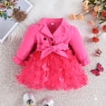 thumbnail image 2 of Ulitacool Girls Winter Dress Long Sleeve Solid Color Lapel Bowknot Button Dresses Tutu Dress Clothes Hot Pink Sweet Outfits, 2 of 9
