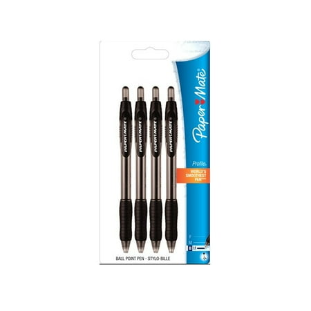 Black Crocodile Embossed Leather Pen - Paper Mate 4pk Profile Retractable Ballpoint Pens, Black