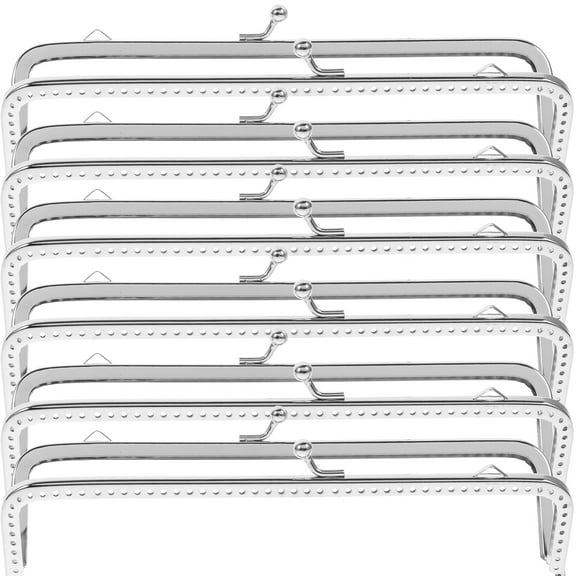 6PCS 18cm Vintage Silver Tone Metal Purse Frame Purse Handles Handbag For Purse Bag Wallet (Silver)