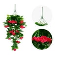 thumbnail image 2 of Taotanxi Artificial Hanging Flowers in Pot 27.6" Faux Silk Morning Glory Flower Vine with Cascading Greenery Fake Hanging Plants for Home Office Bathroom Table Shelf Decor(Red/03), 2 of 2