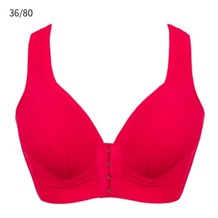 

Dido Wireless Bra Breathable Front Buckle Wide Strap Thin Underwear for Women Girl Red 36/80