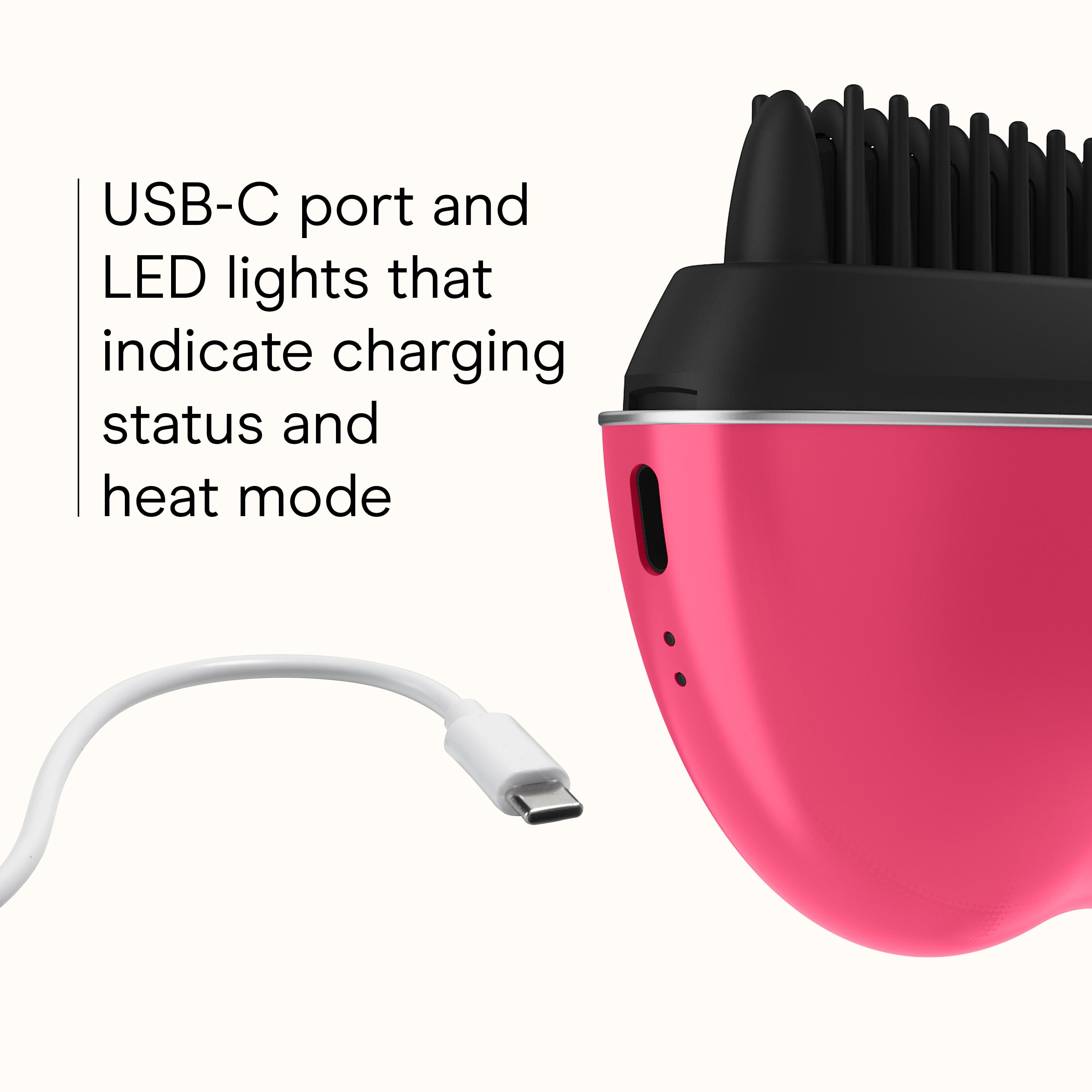 Conair Cordless Heated Brush – Portable Ceramic Ionic Smoothing Brush for Frizz Control & Shine, Rechargeable USB‑C, 2 Heat Settings (320°F/360°F), Travel‑Friendly Styling Tool with Protective Cover,