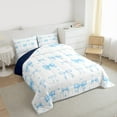 thumbnail image 3 of jejeloiu Girls Cute Bow Full Size Comforter Sets,Blue Ribbon Bowtie Bedding Sets For Kids Reversible 3 Pieces, 3 of 8