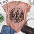 thumbnail image 2 of Introvert Bigfoot T-shirt, Unisex Women's Men's Tee, Funny Bigfoot Sasquatch Yeti Introvert Outdoors, Heather Sunset, Small, 2 of 6