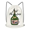 thumbnail image 1 of XMXT Waterproof Gym Bag, Flat Style Wine Bottle Print Drawstring Backpack for Men, s White, 1 of 8