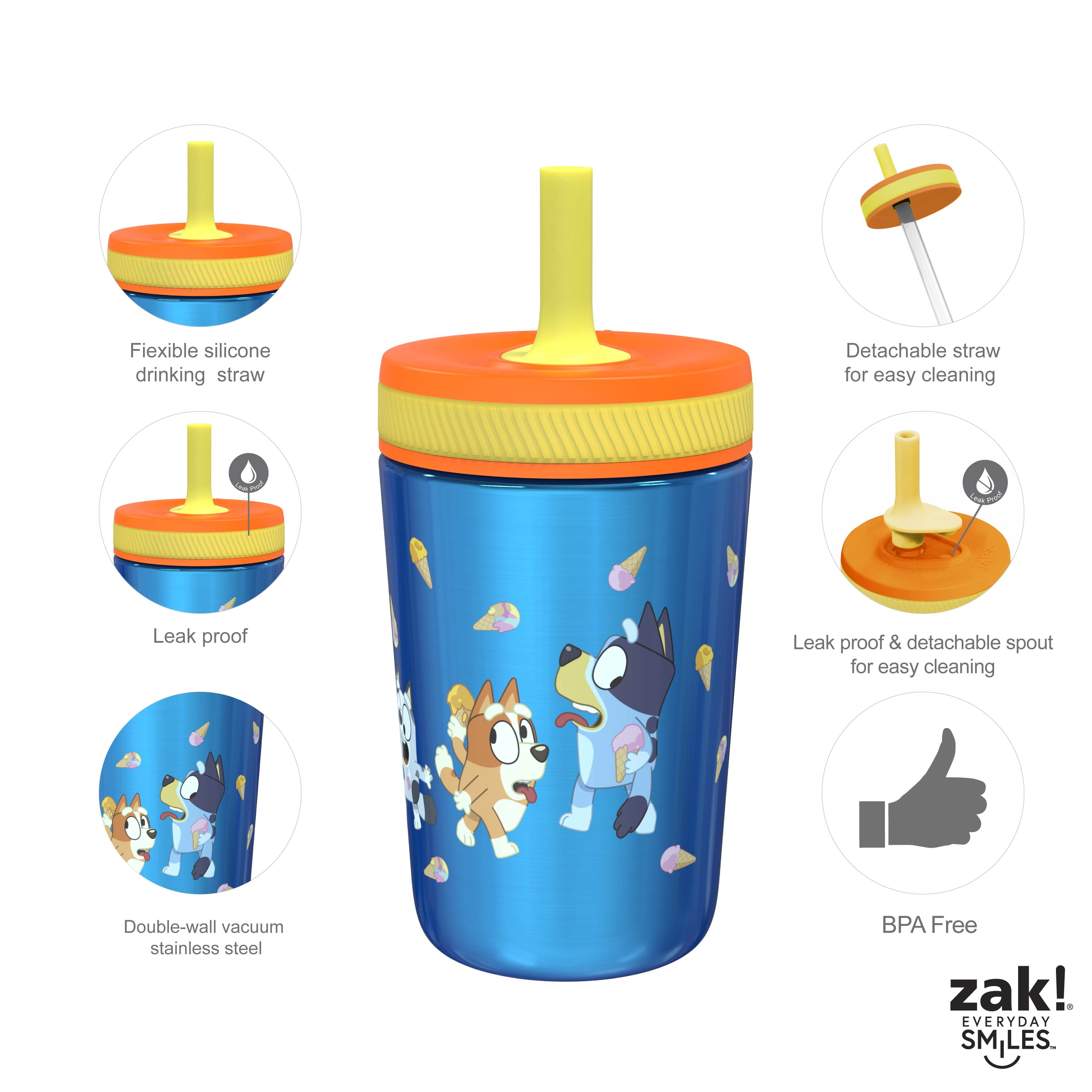 Zak Designs 12-oz. Stainless Steel Double-Wall Tumbler for Kids with  Antimicrobial Straw, 2-Piece Set (Assorted Colors) - Sam's Club