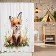 thumbnail image 2 of Erosebridal Fox Shower Curtain 72Wx84L for Boys Girls, Daisy Flowers Waterproof Bathroom Shower Curtain, 2 of 5