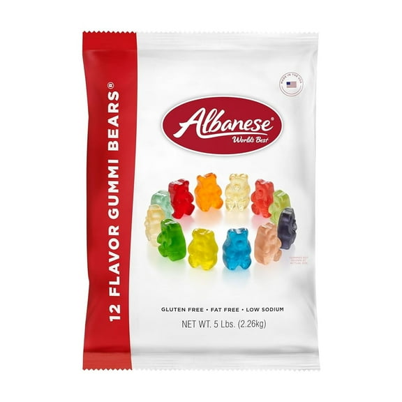 Albanese Candy, 12 Flavor Gummi Bears, 5 Pound Bag ( Pack of 2 )