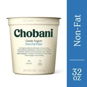 Chobani Non-Fat Greek Yogurt, Plain 32 oz Plastic