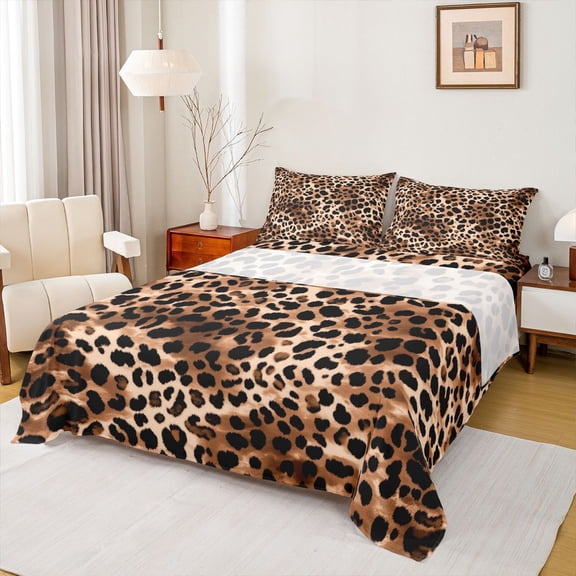 Castle Fairy Leopard Print Twin Sheet Sets for Boys Girls,Cheetah Print Bedding