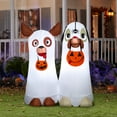 thumbnail image 2 of Gemmy Airblown Inflatable Ghost Dog Duo Scene, 5 ft Tall, Multicolored, 2 of 4