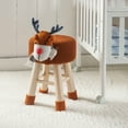 thumbnail image 2 of AC Pacific Children's Woven Deer Ottoman Stool with Wooden Legs, Brown, 2 of 9