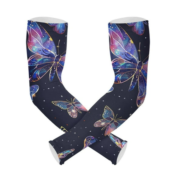 Butterflies Colorful Gardening Sleeves UV Sun Protection Cooling Arm Sleeves Anti-Scratch Farmers Sleeves for Women Men