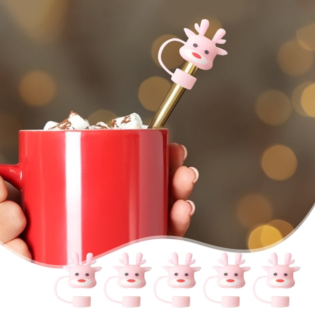 5 Pc Christmas Straw Cover Reusable 10mm Straw Cover Accessories Christmas Gift