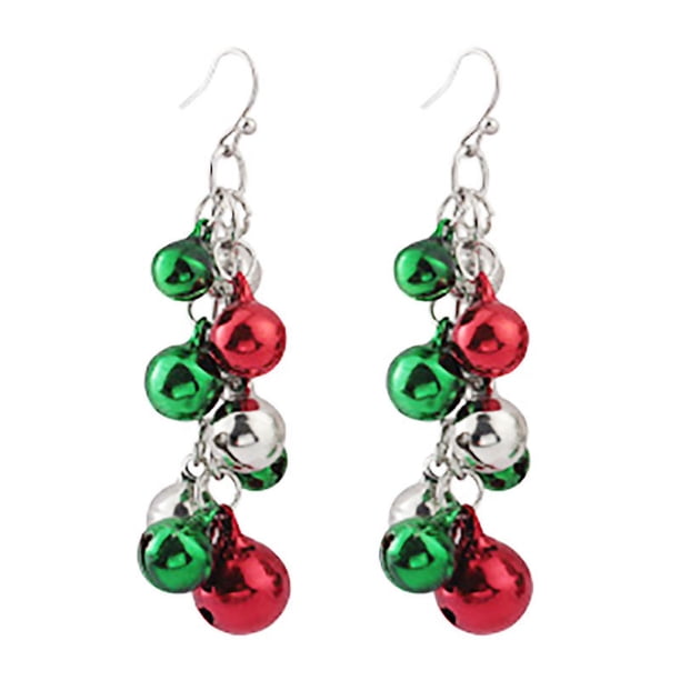 Serie navideña Pendientes de cabeza de ciervo con campana Pendientes de árbol de Navidad Joyas de cuerno
