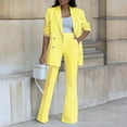 thumbnail image 2 of NMMUED Women Suits 2 Piece Set, Womens Suits 2 Piece Set Business, Pant Suits for Women Dressy, Trajes Elegantes Para Mujeres, Womens Business Casual Clothing, Yellow M, 2 of 5