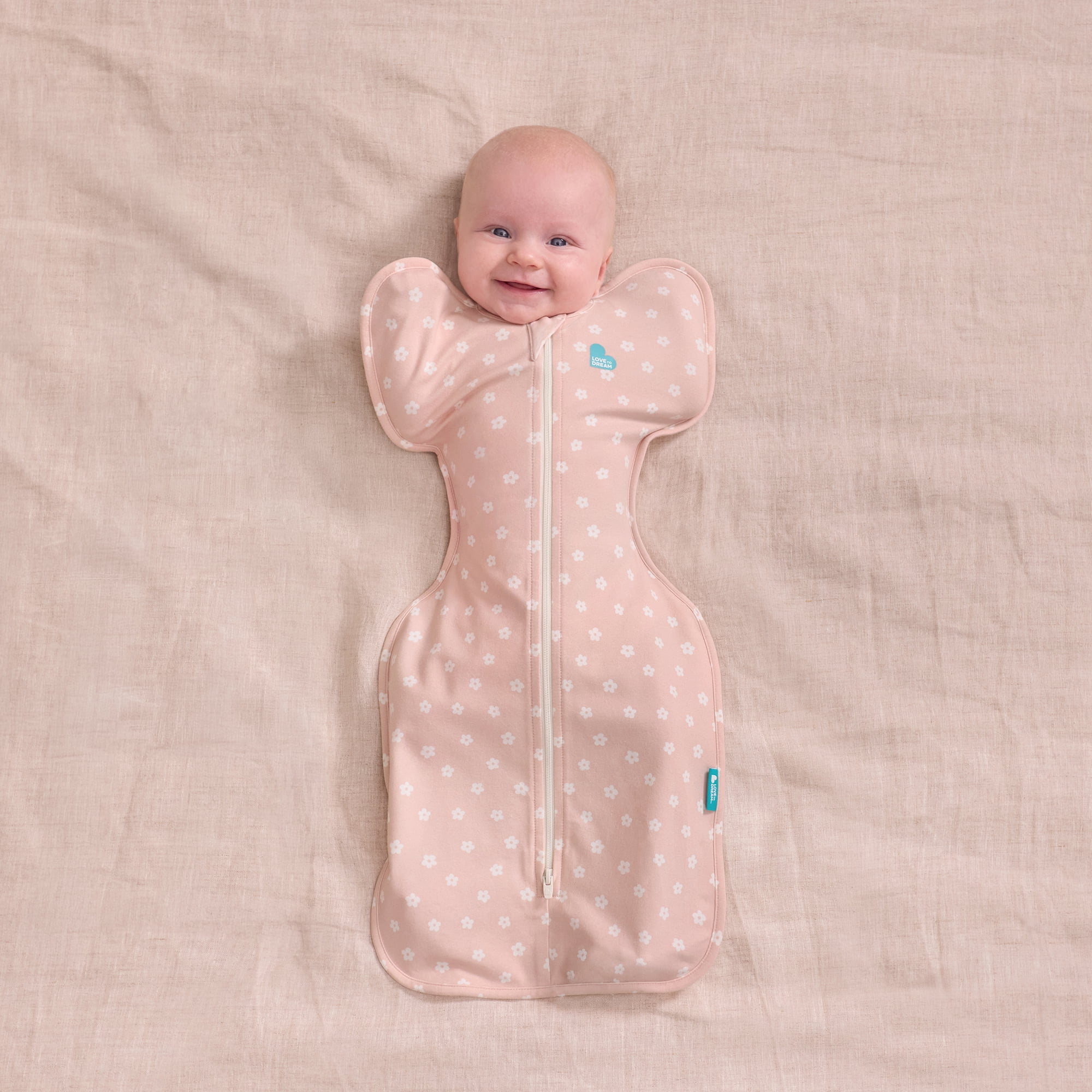 Love To Dream Swaddle Up Original Sleep Sack, 4-Way Stretch, Cotton Blend, 1.0 TOG, Pink Daisy, Medium