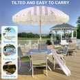 thumbnail image 6 of golytefs Striped Patio Umbrella with Fringe Beach Umbrella Outdoor Sunshade Umbrella, 6 of 9