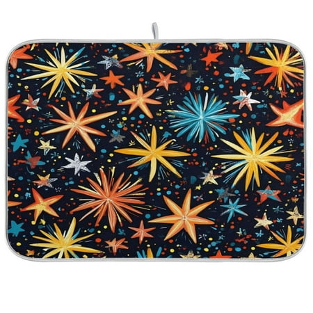 

Kitchen Drying Mat 16x18In Drying Dish Mat Dish Drying Mats Kitchen Countertop Multi-Function Drain Drying Mat Kitchen Table New Year Stars