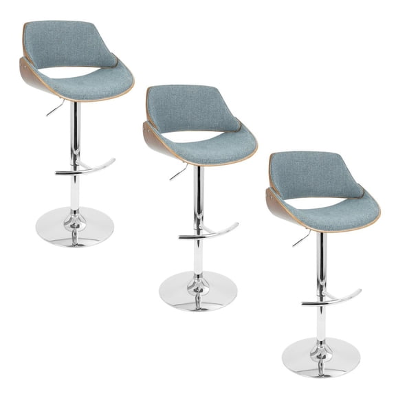 Fabrizzi Adjustable Bar Stools Set of 3, Chrome Bar Stools, Bar Chairs, Swivel Bar Stools Set of 3, Bar Stools Set of 3, Bar Height Stools, Bar Stools for Kitchen Counter (Blue)