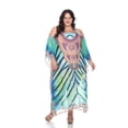 thumbnail image 2 of White Mark PSLD985-227 Women Plus Size Sheer Maxi Caftan Sparkle Tunic Top, Red - One Size, 2 of 10