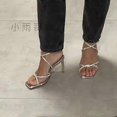 thumbnail image 5 of Plus Size High Heel Banquet Fashion Sandals Women's Summer Square Toe Stiletto Rhinestone Sandals, 5 of 5