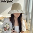 thumbnail image 3 of Vinyl New Sunshade Wide Brim Solid Color UV Protection Bucket Hat Panama Cap Summer Hat Sun Hat BEIGE, 3 of 8
