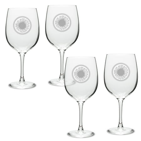 

Sunflower Deep Etched Classic Red Wine Glass Set of 4