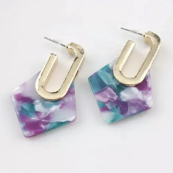Lucite Colorful Acrylic Resin Stud Hoop Earrings Boutique Summer Women Jewelry